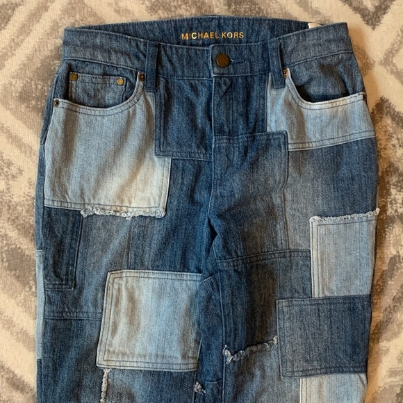 Michael Kors Patchwork Jeans Sz 4 frayed hem - Picture 12 of 12